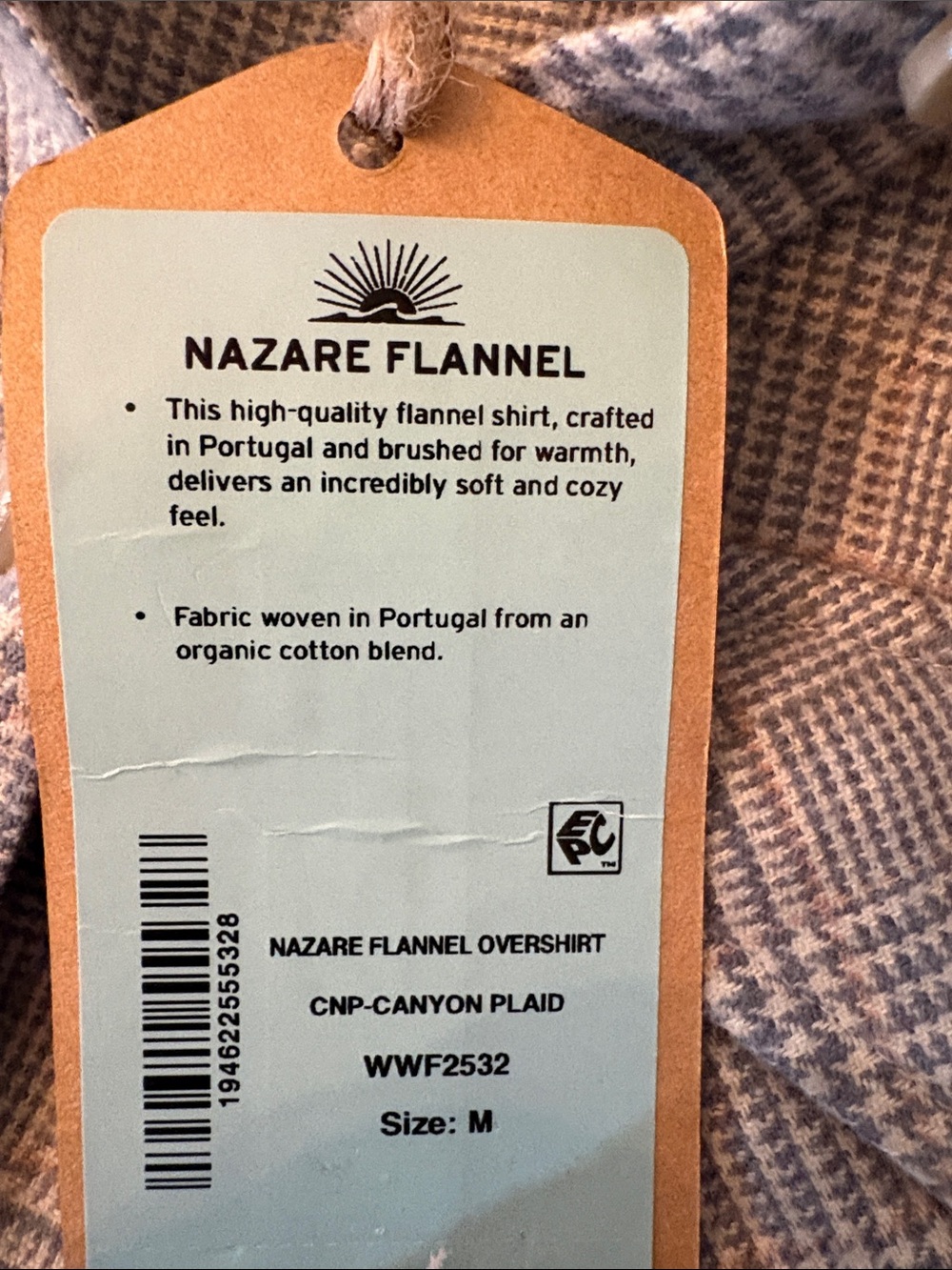 Faherty Nazaré Relaxed Flannel Shirt Canyon Plaid Tan Medium NWT - Picture 8 of 12